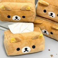 Hot Cute Bear Plush Tissue Box Holder Easy Pull Paper Towel Organizer Cartoon Style Storage For Girls Home Kitchen Decor Gifts