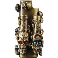 Diy Hand Welding Brass Skull Case Cover For Bic J3 Lighter Holder Bronze Shell Explosion-Proof sleeve