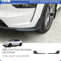 For Tesla Model Y Juniper 2025 2026 2Pcs Body Kit Front Spoiler Lip Bumper Chin Diffuser Black ABS Car Exterior Accessories
