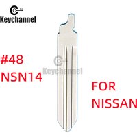 Keychannel 10pcs Uncut Metal Car Key Blank #48 KD Flip Remote Blade Car Key Blade For Nissan NSN14 Replacement Key Blade