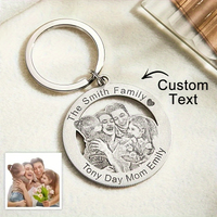Personalized Custom Stainless Steel Hollow-Out Round Keychain with Engraved Photo Portrait Round Photo Frame Custom Keychain
