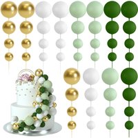 48pcs Green Cake Decorations Balls Cake Topper for Birthday Party Wedding Cake Decorating (Green, Light Green, White, Gold) image 3