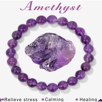 Original Amethysts Beads Bracelet Healing Reiki Natural Stone Crystal Quartzs Bracelets For Women Men Relief Anxiety Jewelry