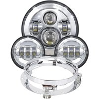 Phare LED pour Moto de 7 pouces, avec 4-1/2 pouces, 4.5 pouces, feu de croisement antibrouillard auxiliaire pour Harley Touring Electra Glide