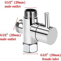 G1/2 inch three-way diverter valve T-type adapter converter brass valve water diverter for bathroom shower faucet head