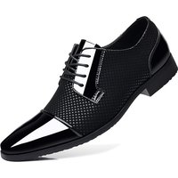 Luxury Men's Dress Shoes PU Leather Shoes Lace Up Office Black Oxfords Flats Wedding Party Shoe Business Pointed Toe Men Shoes