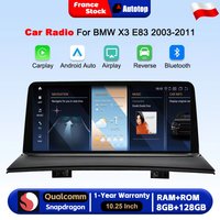 Radio samochodowe Qualcomm 4+64GB/8+128GB z bezprzewodowym CarPlay i Android Auto, ekran 10,25 cala, do BMW X3 E83 2003-2011, obsługa oryginalnego ekranu samochodowego, inteligentne systemy