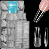 120/240/330/600pcs Long, Glossy, Pure Color, Ballet/Square Shaped Soft Gel Nail Tips - Clear Coffin Acrylic False Nail Tips