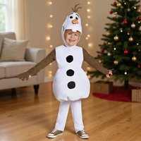 Toddler Olaf Snowman Outfit Animated Movie Character Cosplay Costume for Christmas New Year Party Kids Holiday Gift with Hat