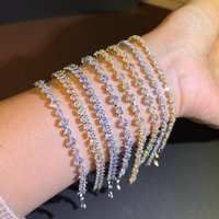 Sparkling Cubic Zircon Tennis Bracelets for Women Luxury Dainty Stackable Silver Color Chain Crystal CZ Banquet Wedding Jewelry