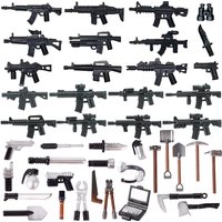 WW2 Military Weapons Building Blocks Soldiers Figures Accessories Soviet AKM Printing Farm Tools Hoes Computer Bricks Toys Gift
