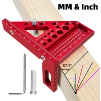 3D Multi-Angle Metric/Inch Measuring Ruler, 45/90 Degree Aluminum Alloy Square Protractor, High Precision Layout Measuring Tool