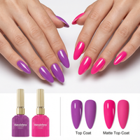 Hassleless 2-Color Set: New Popular Purple and Rose Red Nail Gel, 15ml Removable LED Nail Gel, Nail Salon DIY Design Kit
