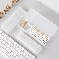 Matte Transparent Pencil Case - Frosted Plastic Pen Storage Box for School & Office Stationery Supplies (Simple Design)