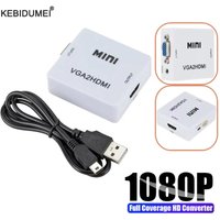 VGA to HDMI-compatible Converter Box VGA2HDMI Adapter 1080P Mini VGA Video Audio Adapter For PC Laptop HDTV Projector