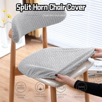 1 Set Curved Backrest Dining Chair Cover Split Type Elastic Chair Dust Protector Printing Pattern Backrest Protector Cove