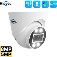 Hiseeu 5MP 8MP 4K POE IP Camera ONVIF CCTV Surveillance Dome Surveillance Camera Two Way Audio Face Detection Night Vision Cam