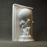 White Gypsum Atlas Sculpture Bookend Classic Greek Mythology Relief Decoration Figurine Desktop Art Home Office Decor Gift