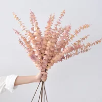84CM Artificial Green Plant 5-Fork Eucalyptus Leaf Wedding Home Decoration Long Branch Colorful Money Leaf Artificial Flower