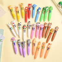 6/18/24 Pcs Cartoon Animal Solid Color Four-Color Pen Mini Pocket Multi-Head Switch Hand Account Pen Creative Press for Business