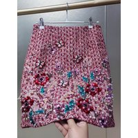 Spring Autumn 2025 Trend Luxury Sparkle Tweed Half Skirts For Women's Pearls Beaded Embroidery Skirts Faldas Woman Clothing