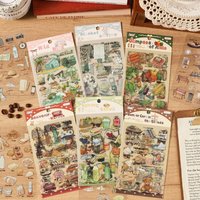 Travel Diary Pet-Themed Stickers, High Aesthetic Value, Instagram-Style, Daily Life, Food, Scenery, Decorative Small Pattern Stickers