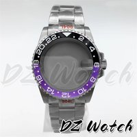 Schwarz-lila GMT-Uhrengehäuse, 36 mm, 38 mm, Edelstahlgehäuse, modifizierte Uhrenteile, wasserdicht, für NH34, NH35, NH36, ETA2824, PT5000 Uhrwerk