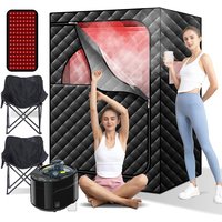 Portable Steam Sauna with 660nm Red Light Panel 2 Person Saunas Tent with 1500w 4L Evaporator Home Spa for Relaxatiom