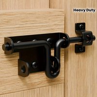 Heavy Duty Gate Latch Sliding Bolt Lock Black Metal Anti-theft Door Lock for Garden Fence Yard Shed Barn Shed Patio Outdoor