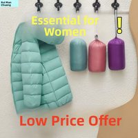 Women's Short Lightweight down Cotton Jacket Black Hooded Coat Autumn Winter Outerwear Large Size Comfortable Warm Coat