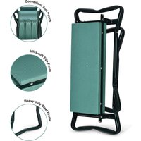 2-in-1 Garden Kneeler & Seat and 3-Pocket Tool Bag, Folding Seat w/EVA Foam Kneeling Pad & Removable Tools Pouch