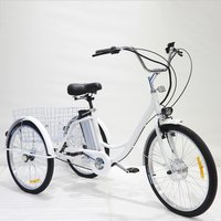24 Inch Assisted Electric Tricycle For Elderly 350W 36V Three-wheel Electric Bicycle Lithium Battery Pedal Tricycle Large Basket