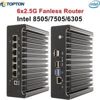 Solid Fanless Mini PC Firewall Intel N100 Pentium Gold 8505 7505 6305 6x2.5G LAN DDR5/DDR4 NVMe/SATA Proxmox/pfSense Home Server