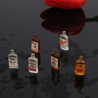 Xm6Pcs Resin 19*7mm Mini Resin Whiskey Wine bottle Toys 1:12 Dollhouse Miniature Accessories