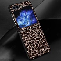 Leopard Pattern Back Phone Cover Funda Case for Samsung Galaxy Flip5 Flip6 Flip4 Z Flip 7 6 5 4 3 Flip7 FE Flip3