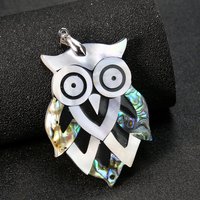 Natural White Mother of Pearl Abalone Shell Paua Owl Bird of Minerva Necklace Pendant Amulet Mascot Charms Crafts Jewelry Gifts