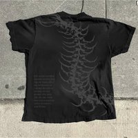 Vintage Dark Centipede Skeletal Graphic Cotton Print T-shirt Men Y2K Summer Short Sleeves Oversize T-shirt Women Casual Tee Tops