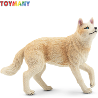 Toymany Simulation White Arctic Wolf Wildlife Animal Model Toy Mini Figures Dolls Action Figurines Toys Children Gift Cake Decor