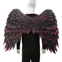 Foldable Devil Angel Wings Non Woven Fabric Halloween Cosplay Party Dress Up Prop Black White Printed