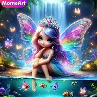 Momoart Girl Diamond Mosaic Portrait New 2024 Painting Spirit Full Square Round Butterfly Embroidery Cartoon Wall Decor