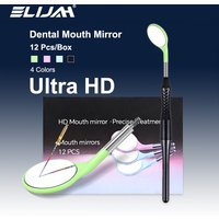ELIJAH 12Pcs/Set Dental Ultraclear Anti-fog Mouth Mirror Exam Mirrors Metal Handle Replaceable Reflectors Mirrors Autoclavable