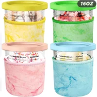 4 Pack 16oz/24oz Ice Cream Neoprene Sleeve Creami Accessories for Ninja NC301 NC300 NC299AMZ Series Ice Cream Maker Containers