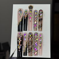 10pcs high-end Punk style, hand-painted three-dimensional square diamonds, sparkling pile diamonds, golden sequins handmade fake