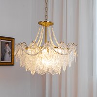 Modern French Style Chandelier LED Clear Glass Hanging Lamp For Bedroom Living Room Kitchen Luxury Ceiling Chandelier Fixture
