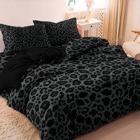 Ensemble de housse de couette à imprimé léopard foncé, 3 pièces (1 housse de couette + 2 taies d'oreiller), ensemble de literie de luxe imprimé haute définition