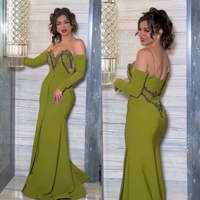 Customized Jersey Sequined Beading Ruched A-line Off-the-shoulder Long Dresses Celebrity Dresses Elegant Exquisite High Quality