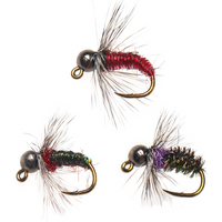 4pcs/6pcs Tungsten Bead Head Grizzly Hackle Jig Nymph Fast Sinking Wet Euro Nymph Fly Fishing Flies Trout Grayling Fishing Lures