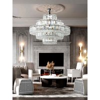 Crystal Chandeliers LED Luxury Home Lighting Fixture for Foyer Hanging Lamps Designer Decor Lustre Living Room High Ceiling