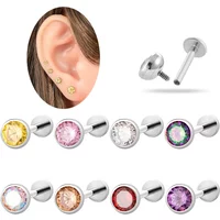 16G 2.5-5mm Cubic Zirconia Ear Stud Earrings, Hypoallergenic Titanium Stackable Cartilage Helix Conch Piercing Jewelry for Women