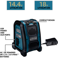 For Dewalt For Makita For Bosch For Milwaukee 14.4V 18V Li-ion Battery Bluetooth Speaker MP3 Player Loudspeaker Amplifier 15W